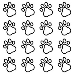 Black pet dog or cat paw print vector seamless pattern. Suitable for various projects such as textile, packaging, decoration, graphic design and background.