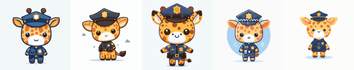 Fototapeta premium giraffe character vector in police costume
