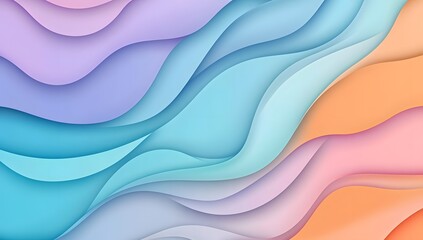 Obraz premium Modern vector of pastel curves in pink, green, and blue. A wavy, soft blend of hues that flow with ease across a seamless layout.