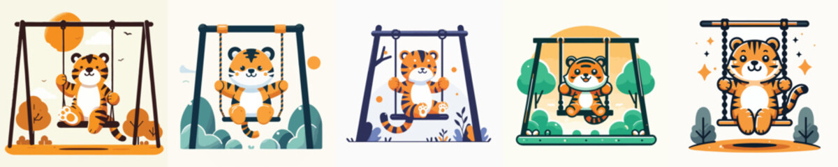 tiger character vector playing in the park
