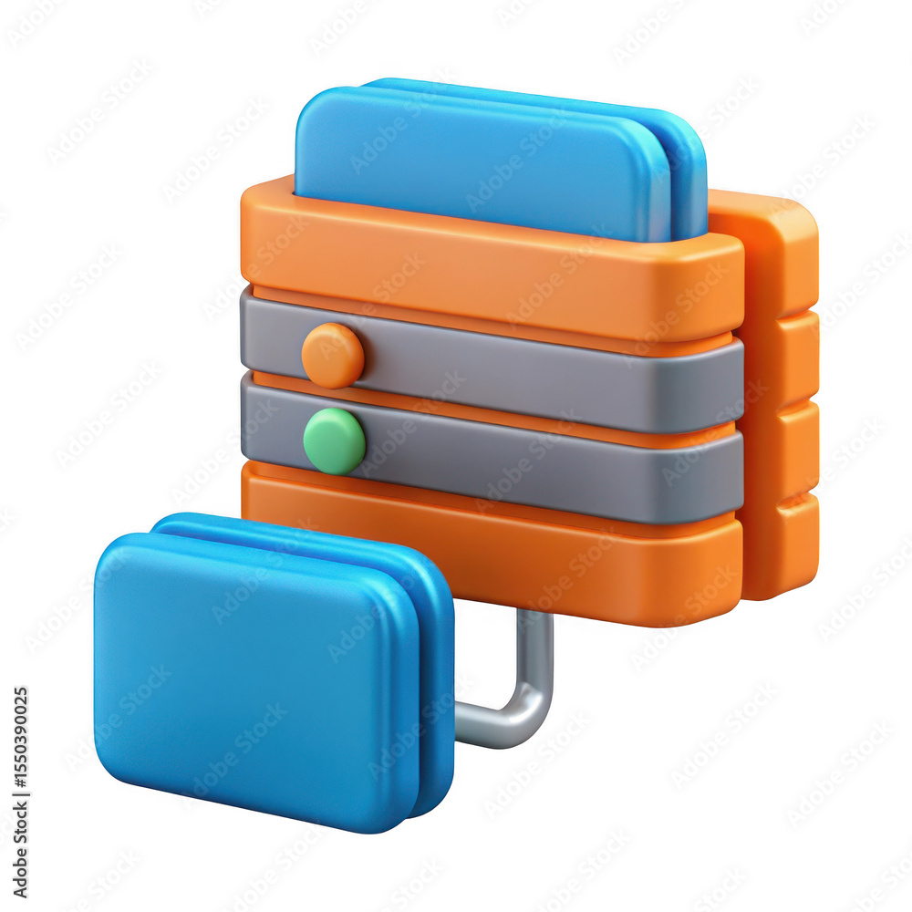Poster 3d rendered database server icon isolated on transparent background