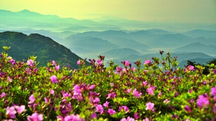 Beautifully blooming Hwangmaesan scenery