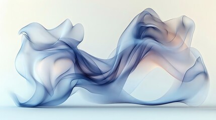 Abstract blue and beige flowing shapes and waves on a soft background, representing fluidity and motion in an artistic visual.