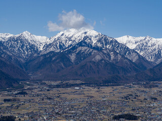 冬の北アルプス　山並み　長野県白馬村