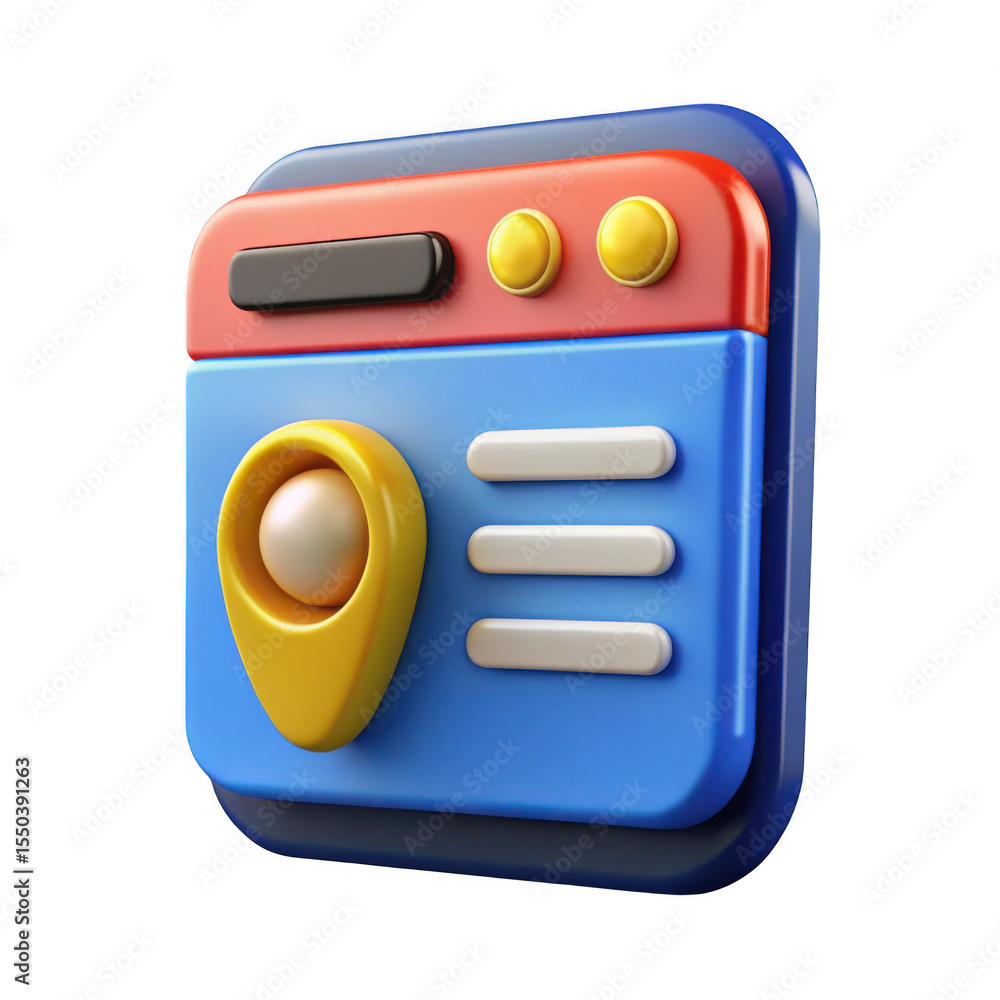 Aufkleber 3d rendered location app icon isolated on transparent background