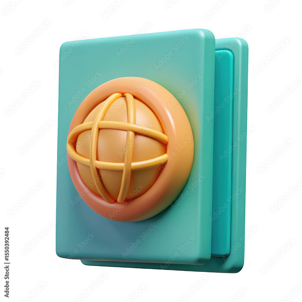 Poster 3d rendered global connection button isolated on transparent background