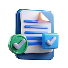 3d rendered approved document icon isolated on transparent background