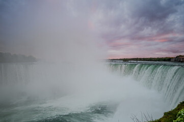 Canadian side view of Niagara Falls, Horseshoe Falls in a sunny day in Niagara Falls, Ontario, Canada