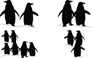 Penguin Silhouettes Group Pose