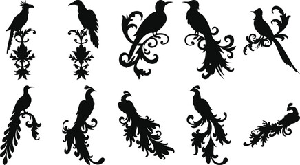 Elegant Curled Bird Ornaments