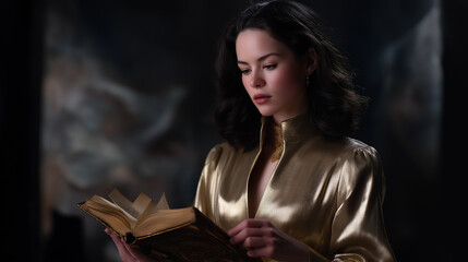 Reading from a Grimoire in Moonlight