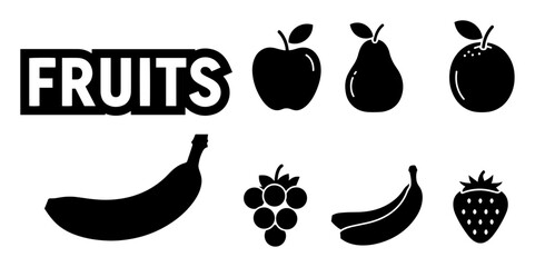 vector illustration of assorted fruits with bold label