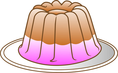 chocolate pudding line vector illustration isolated on white background