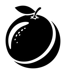 orange citrus fruit icon with leaf and rind texture