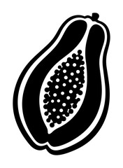 Fototapeta premium halved papaya fruit with seeds in vector form