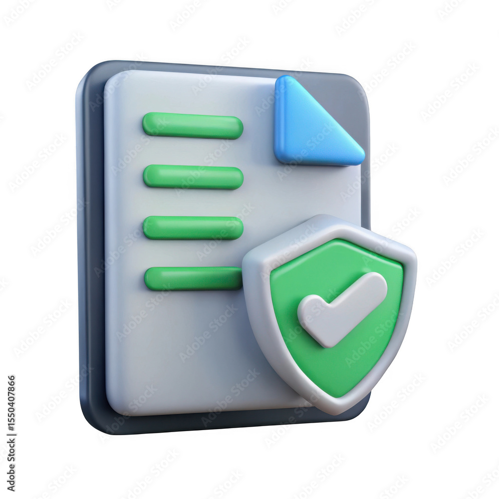 Poster 3d rendered secure document icon isolated on transparent background