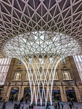 LONDON, UK - APRIL 29: Eurostar train on APRIL 29, 2024. London King's Cross railway station in London, UK.