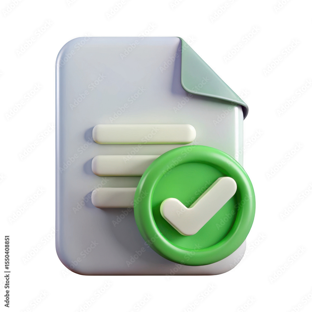 Poster 3d rendered approved document icon isolated on transparent background