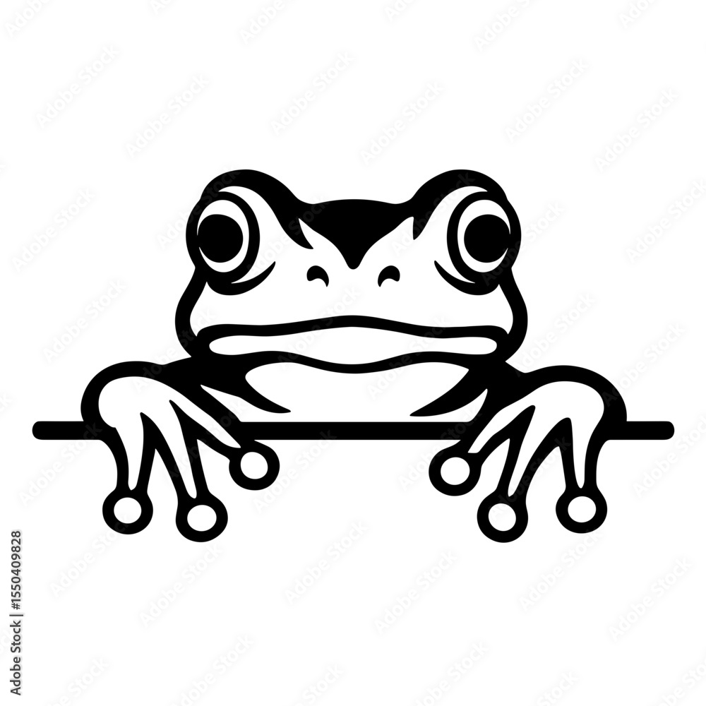 Poster a curious frog looking over the top, perfect for adding a touch of playfulness to any project. featu