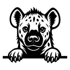 A stylized, monochrome illustration of a hyena, exuding both curiosity and charm, its gaze captivating and its presence undeniably striking.