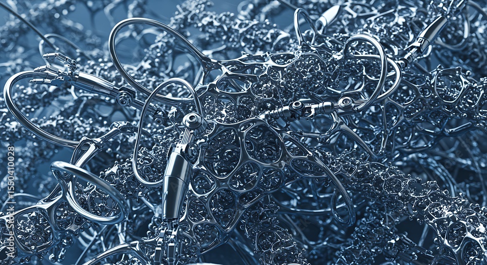 Poster intricate abstract forms a digital exploration of complex interwoven structures