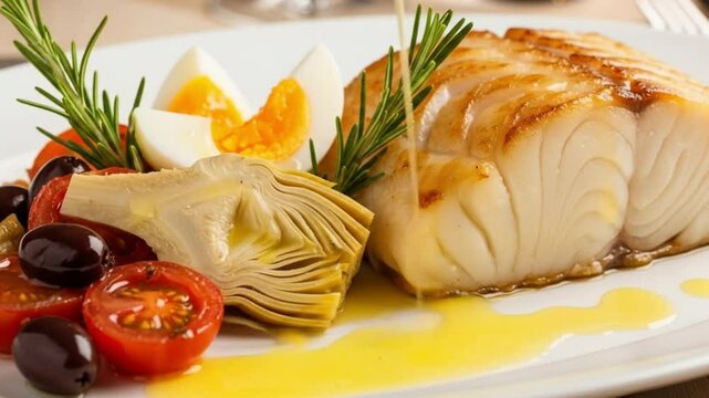Delicious cod recipe with artichoke hearts and boiled eggs for a healthy gourmet seafood dinner video 4k