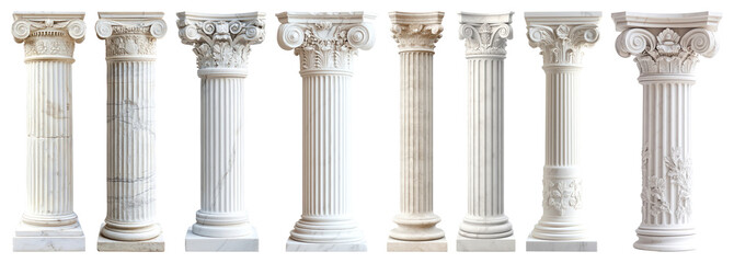 Obraz na płótnie Canvas PNG Classical architectural column designs, element set on transparent background
