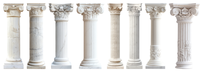 PNG Classical architectural column designs, element set on transparent background
