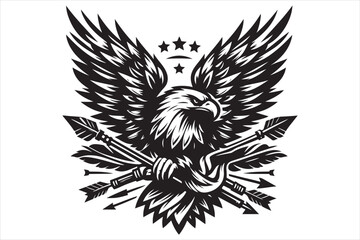 Obraz premium Phoenix eagle vector tattoo design with spread wings, a powerful symbol of nature and freedom