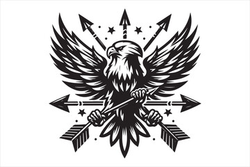 Obraz premium Vector illustration of a majestic heraldic eagle with outstretched wings, perfect for a striking tattoo design or a powerful emblem