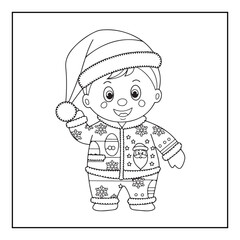 Bold & easy Cozy Christmas coloring book, black & white designs, line art vector illustration, coloring page, coloring book, holiday coloring book,  christmas, christmas vector, christmas line art