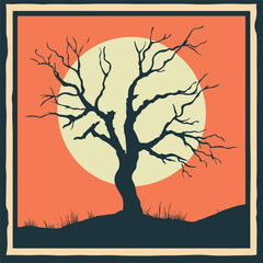 Dead Tree Flat Vector Illustration
