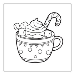 Bold & easy Cozy Christmas coloring book, black & white designs, line art vector illustration, coloring page, coloring book, holiday coloring book,  christmas, christmas vector, christmas line art