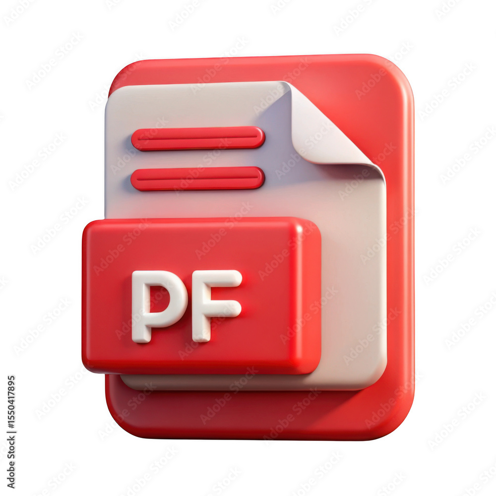 Aufkleber 3d rendered pf file icon isolated on transparent background