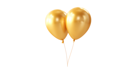 Pair of Shiny Golden Balloons Floating Together
