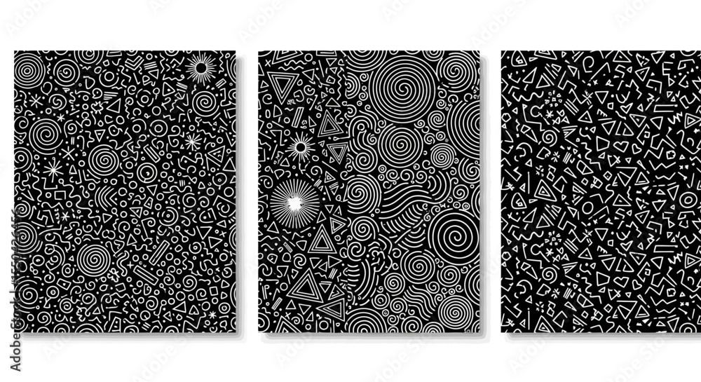 Poster abstract geometric patterns a collection of three unique designs