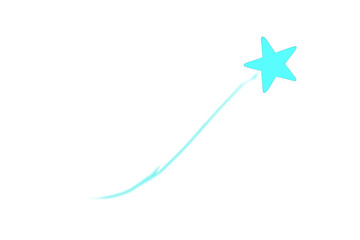 Obraz premium Luminous blue meteor streaking skyward, emitting radiant glow and trailing sparkling light against dark transparent backdrop