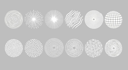 Abstract White Circle Patterns Vector Graphic Design Elements