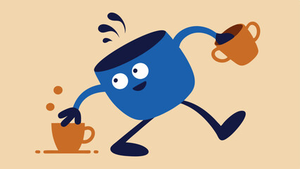 Coffee Splash This illustration highlights the moment the tiny ss stirring creates a large splash of coffee. The splash arcs dramatically out of the coffee cup with droplets