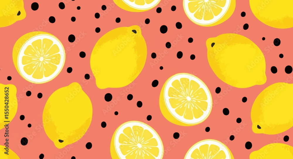 Poster vibrant lemon pattern seamless citrus fruit design for print and web