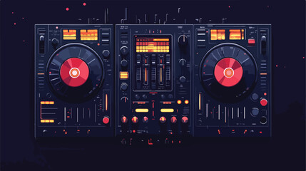 Professional Dj Mixer Stereo Isolated Flat Vector Illustration