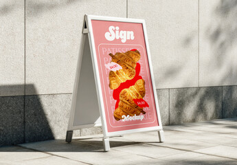 Outdoor A-Frame Sign Mockup on Sidewalk