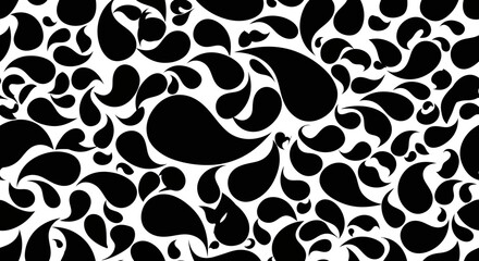 Fototapeta premium Abstract Black and White Paisley Pattern Seamless Vector Design