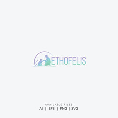 Modern Gradient Pet Care Logo, Abstract Purple and Teal pet Logo for Pet Services and Cat Lovers