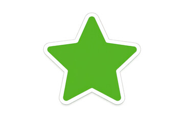 Simple green rounded star with white border, isolated on transparent background, ideal for graphic design projects