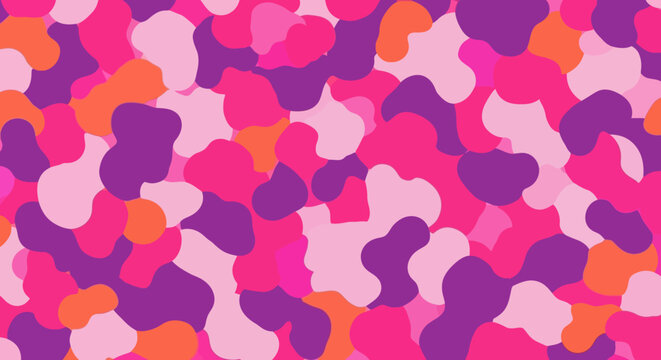 Abstract Pink, Purple, and Orange Camo Pattern Seamless Repeat
