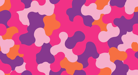 Abstract Pink, Purple, and Orange Camouflage Pattern Seamless Repeat