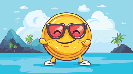 Dollar Coin Mascot Vacation Character Design
