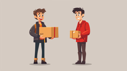 Cartoon Flat Vector Illustration of Man Making Donation in Cart with Positive Impact