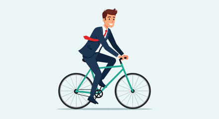 Naklejka premium Businessman Cycling A Healthy and Efficient Commute